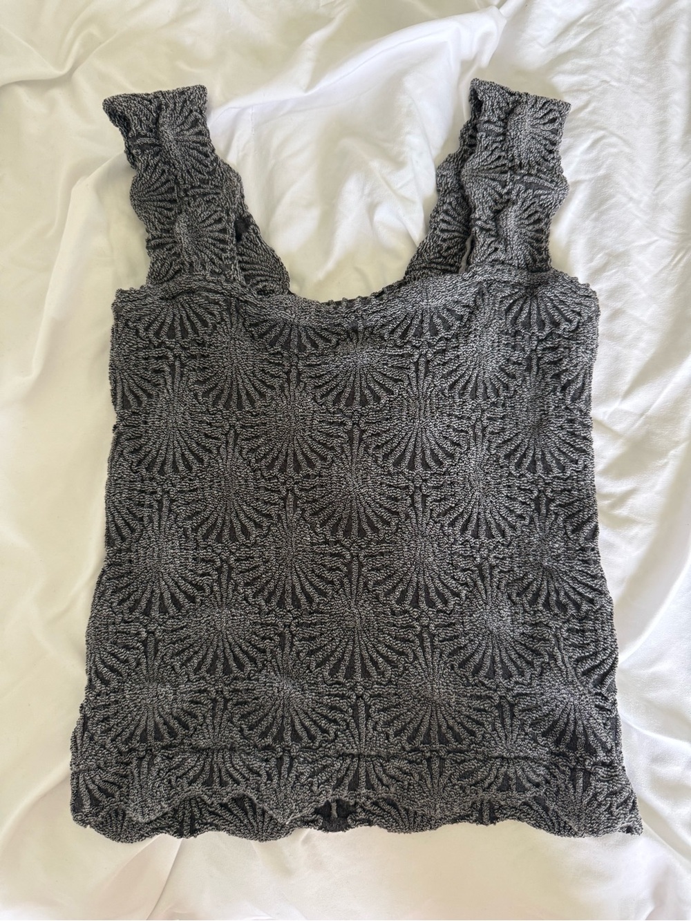 Free People Charcoal Textured Crochet Tank XS/S